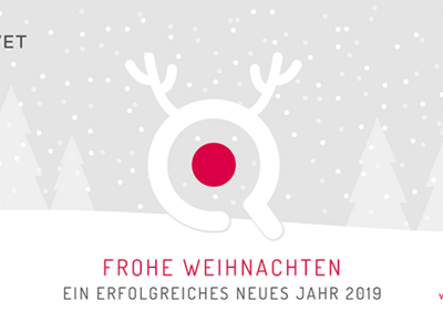 Weihnachtskarte mit Hirsch und ARQA-VET Logo