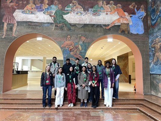 Group photo of scholarship holders inside the Festspielhaus Salzburg