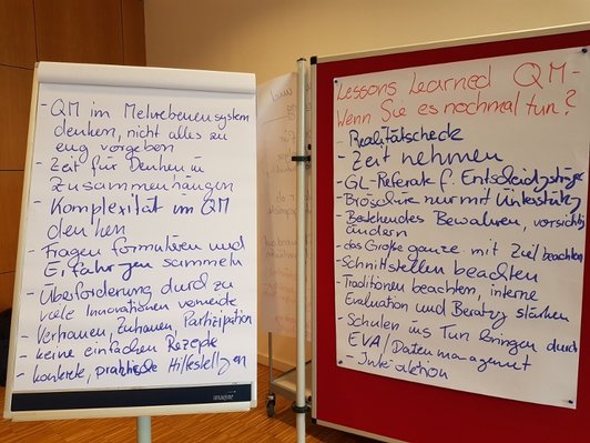 Flipchart mit notierten Lessons Learned